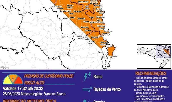 Defesa Civil alerta para temporal a partir da noite deste domingo