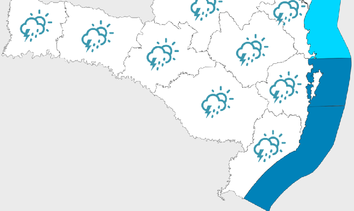 Fim de semana em Santa Catarina com chuva e declínio acentuado de temperatura