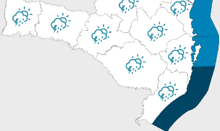 Sábado com chuva e domingo com frio e geada em Santa Catarina