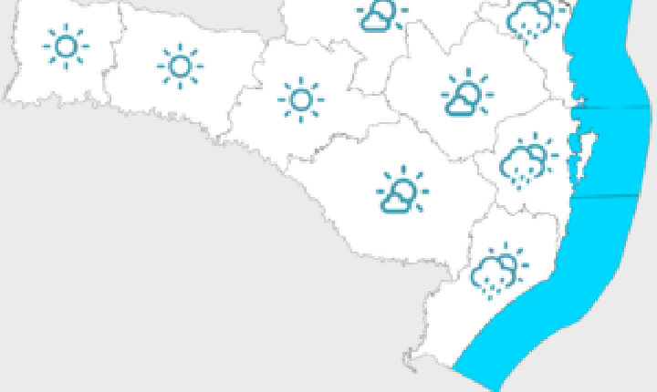 Semana com sol em boa parte de Santa Catarina e chuva isolada no Litoral