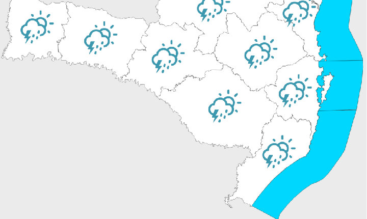 Sexta-feira e sábado com chuva e temporais isolados em Santa Catarina