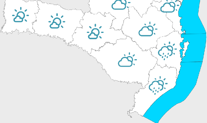 Sol em Santa Catarina, com chuva isolada no Litoral