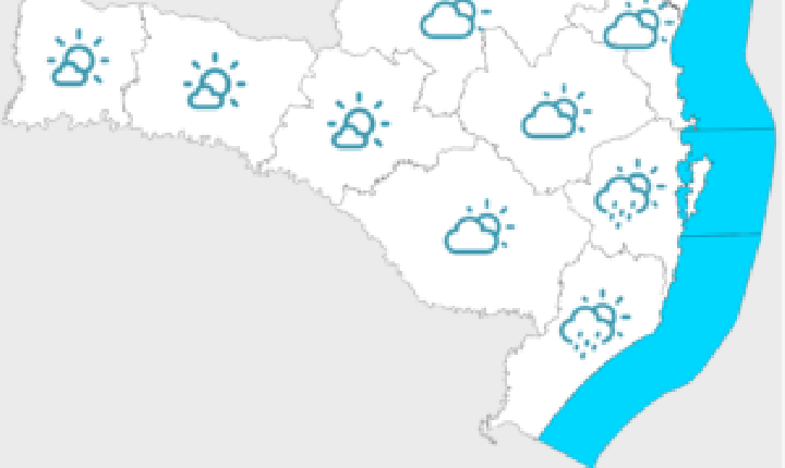 Sol em Santa Catarina, com chuva isolada no Litoral