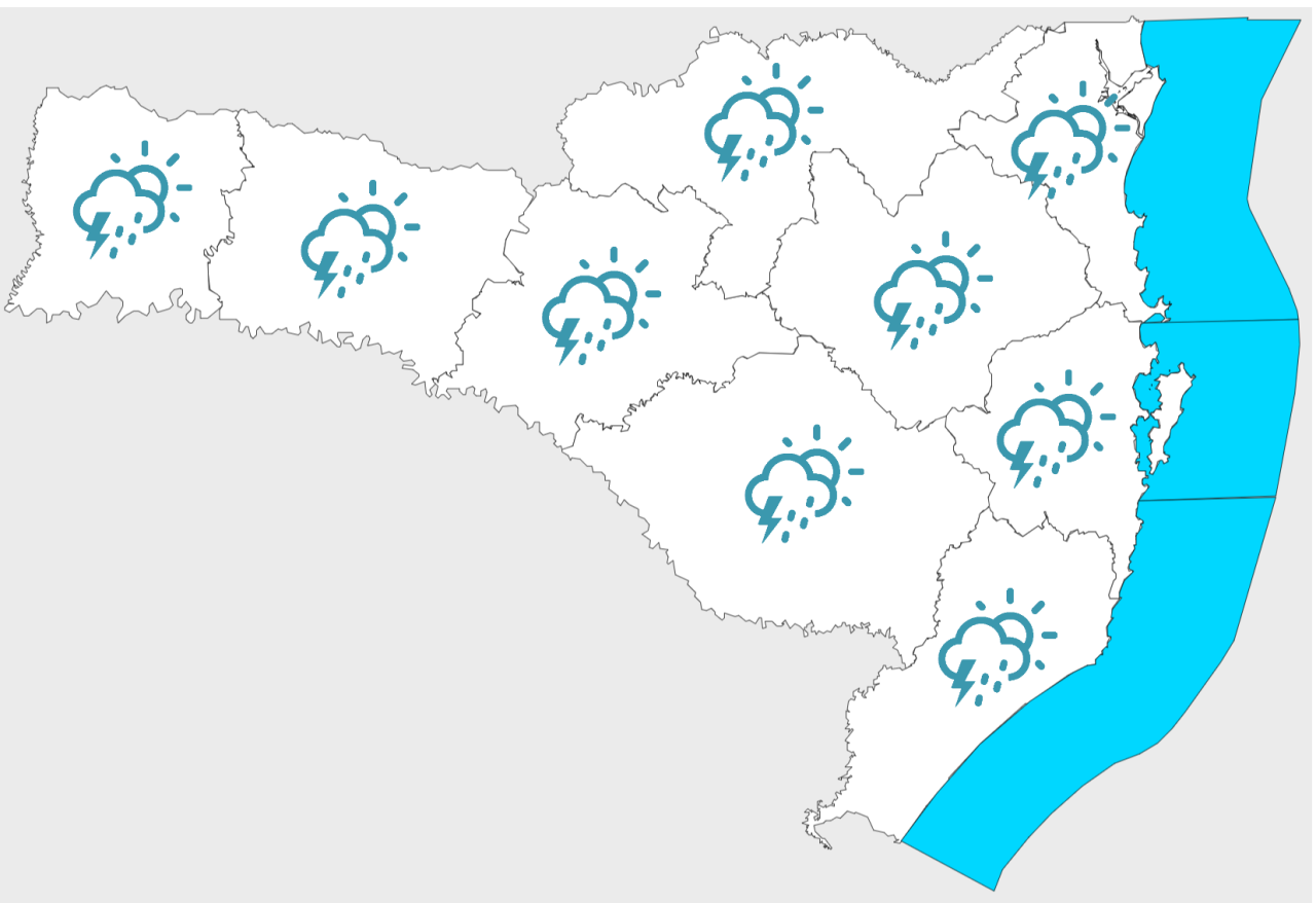Sábado e domingo com sol e chuva em Santa Catarina