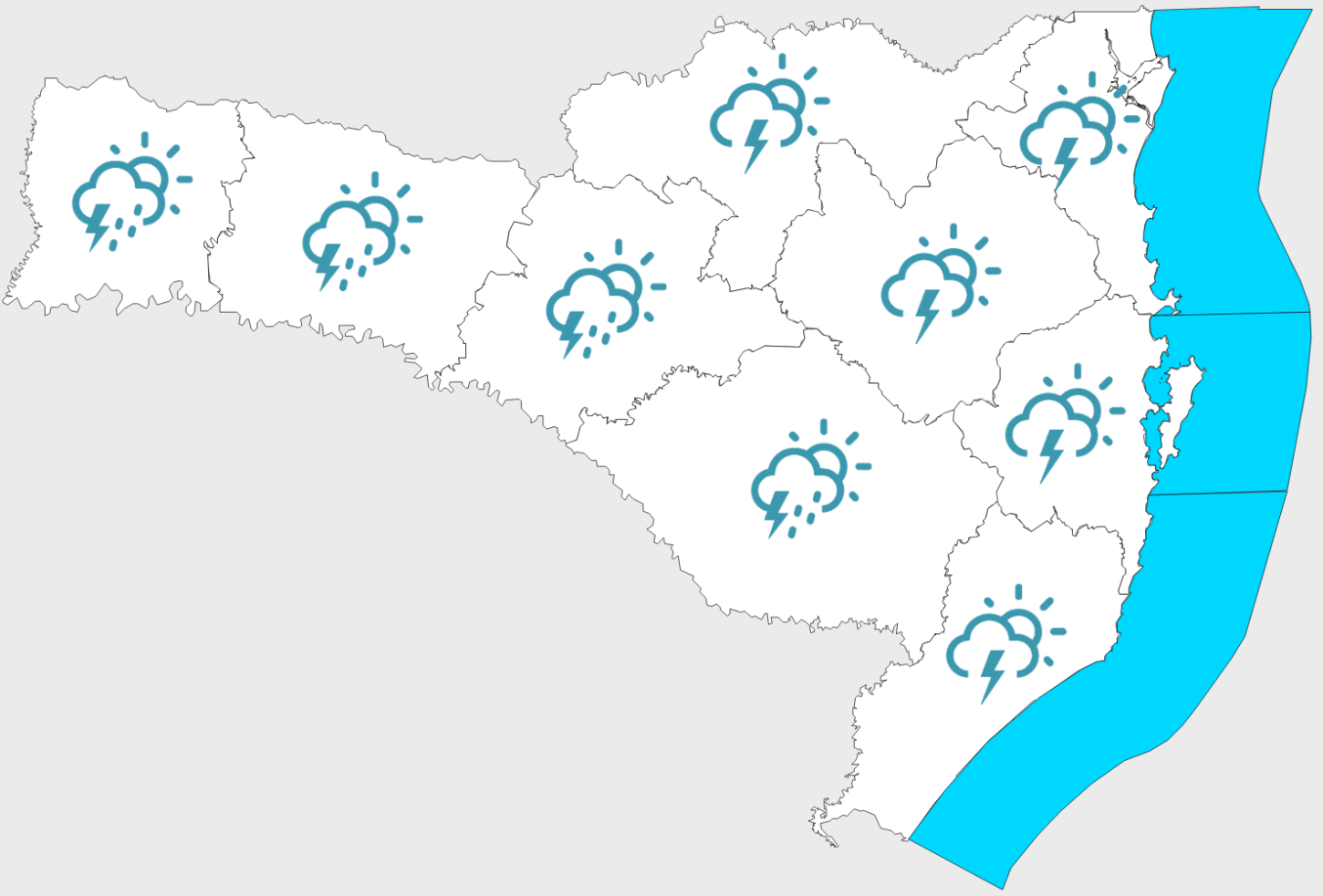 Domingo e segunda-feira com tempo abafado e temporais isolados