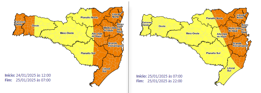 Sexta-feira e sábado com temporais em Santa Catarina