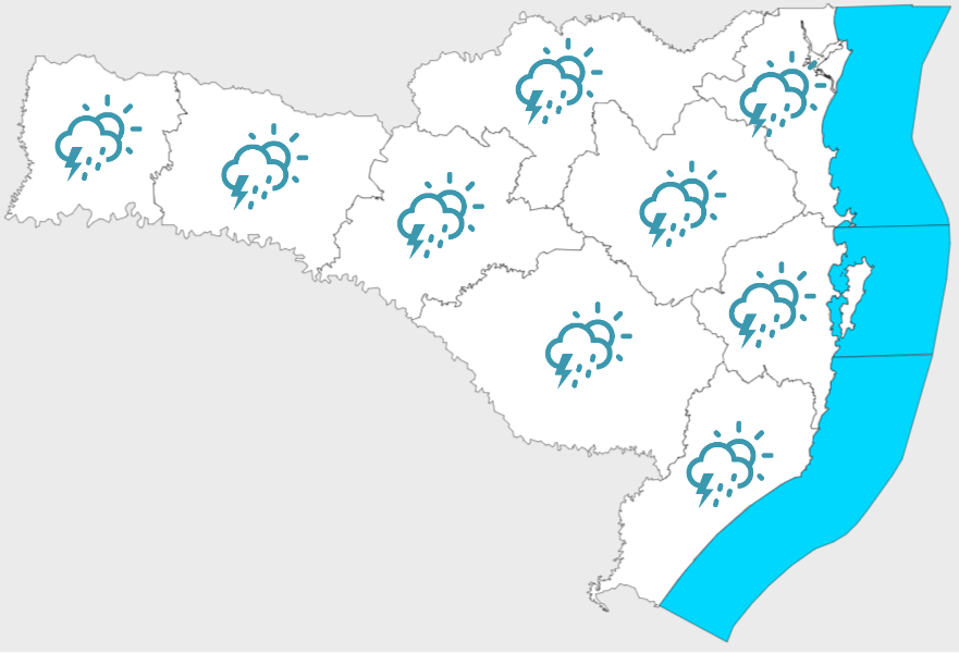 Semana com calor, sol, chuva e temporais em Santa Catarina
