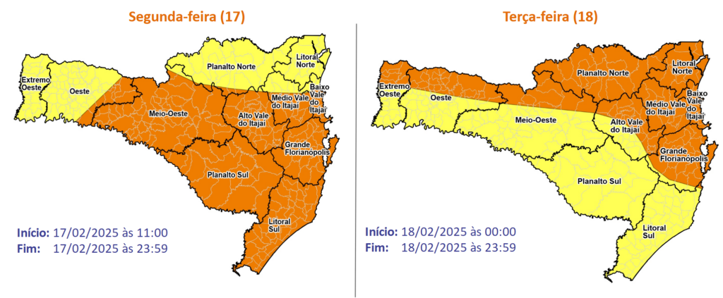Semana com temporais frequentes em Santa Catarina
