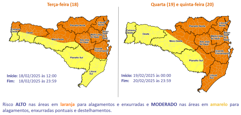 Tempo instável com temporais isolados em Santa Catarina