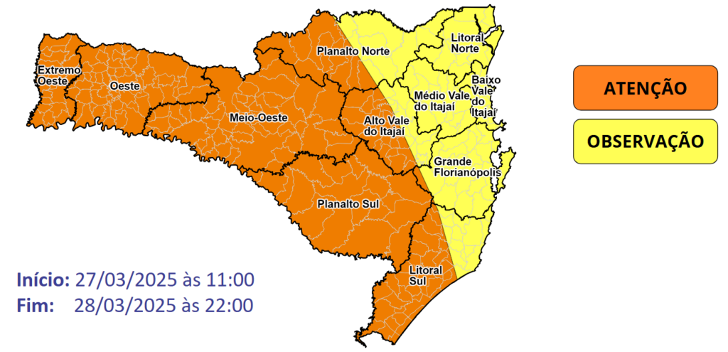 Sol entre nuvens, calor e temporais isolados em Santa Catarina