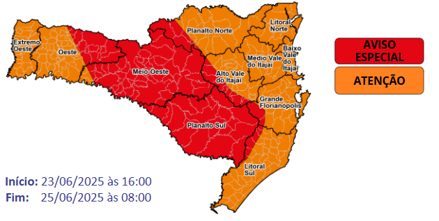 Início de semana de chuva e frio intenso em Santa Catarina