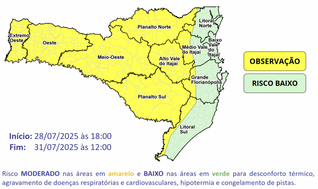 Início de semana de chuva isolada, ventania e ressaca