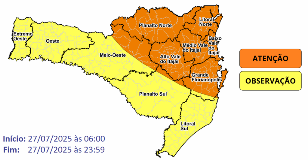 Temporais com rajadas de vento neste domingo (27)