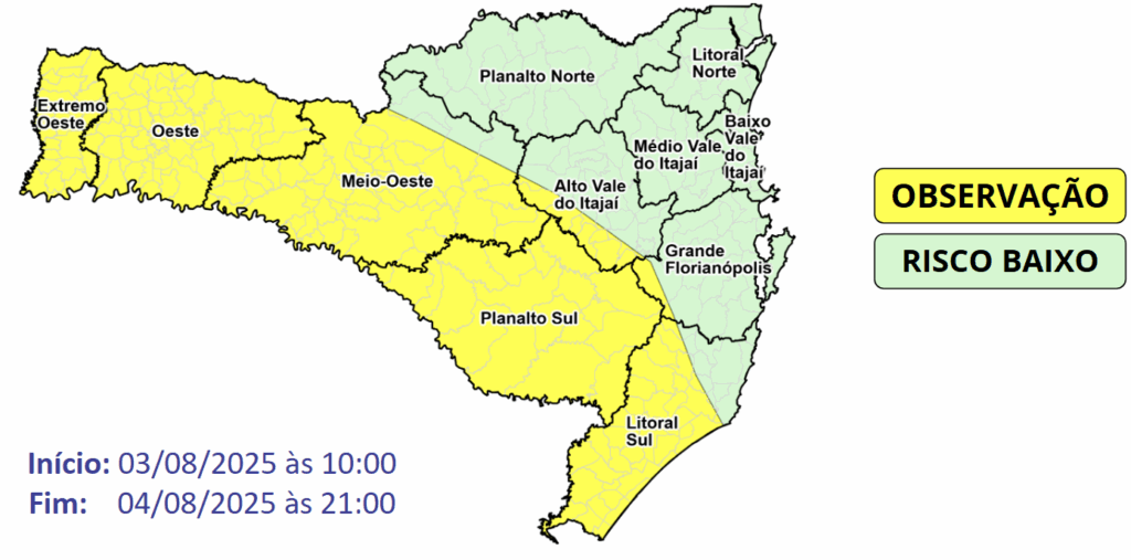 Chuva a partir de domingo em Santa Catarina