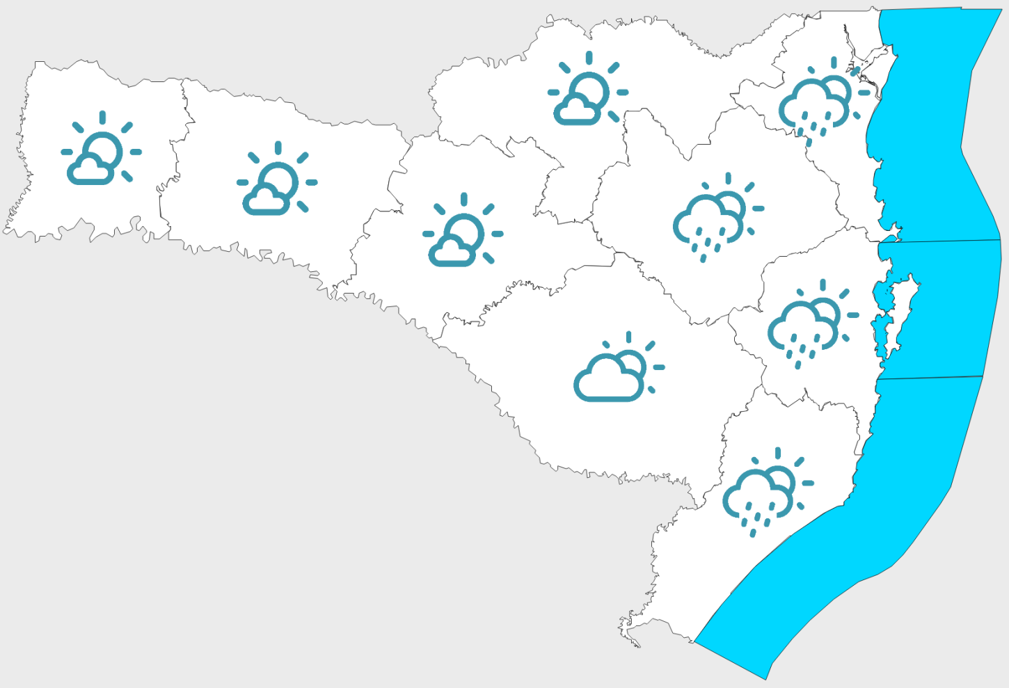 🌞 Santa Catarina terá dias mais quentes, sol e chuva isolada no Litoral e áreas próximas