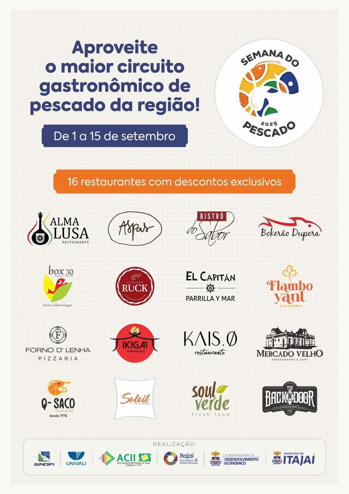 Semana do Pescado 2025: Itajaí terá circuito gastronômico com 16 restaurantes