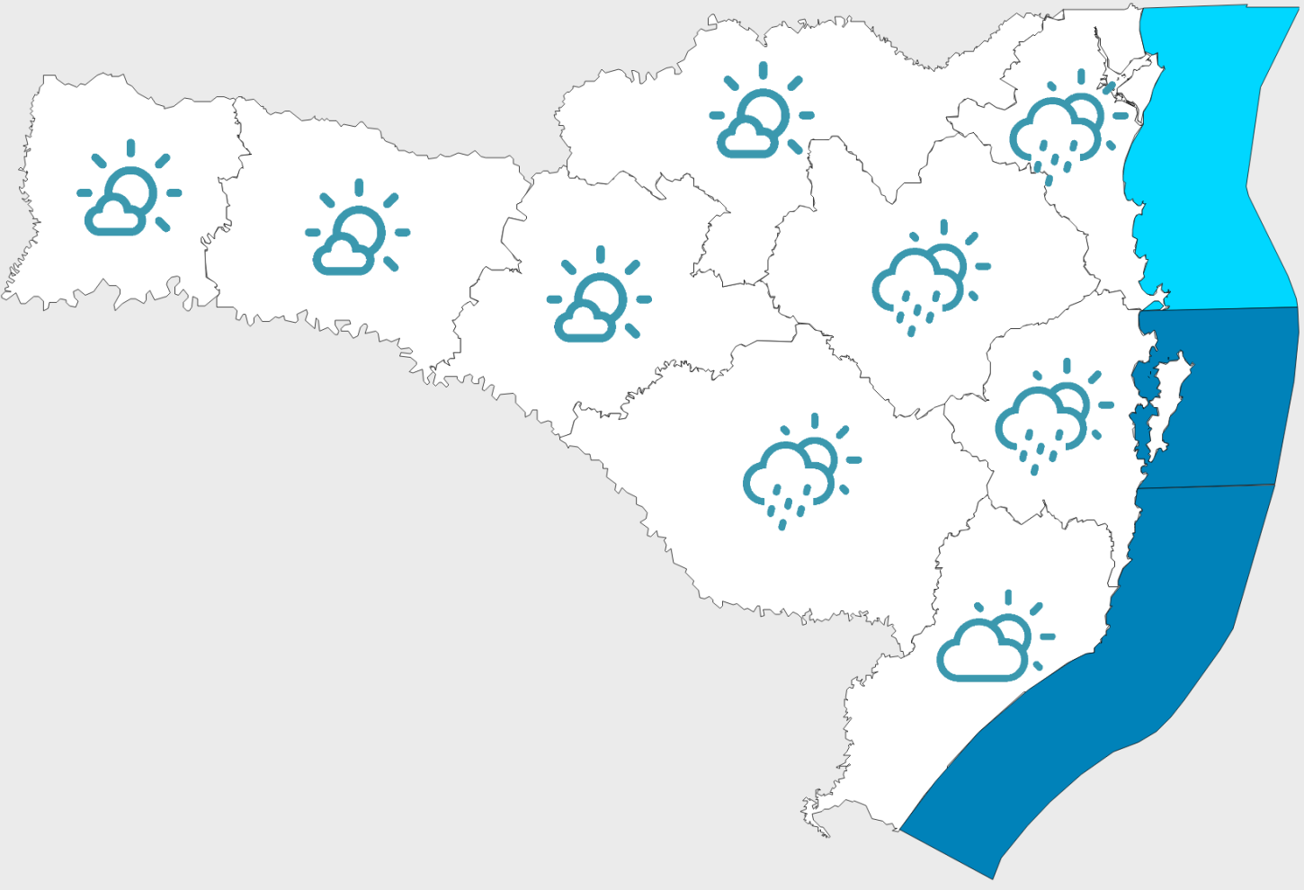 🌞Sol ☁ com nuvens e🌡temperatura baixa em Santa Catarina