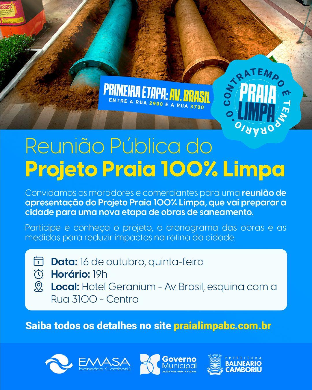 Detalhes do Projeto Praia 100% Limpa serão apresentados à comunidade
