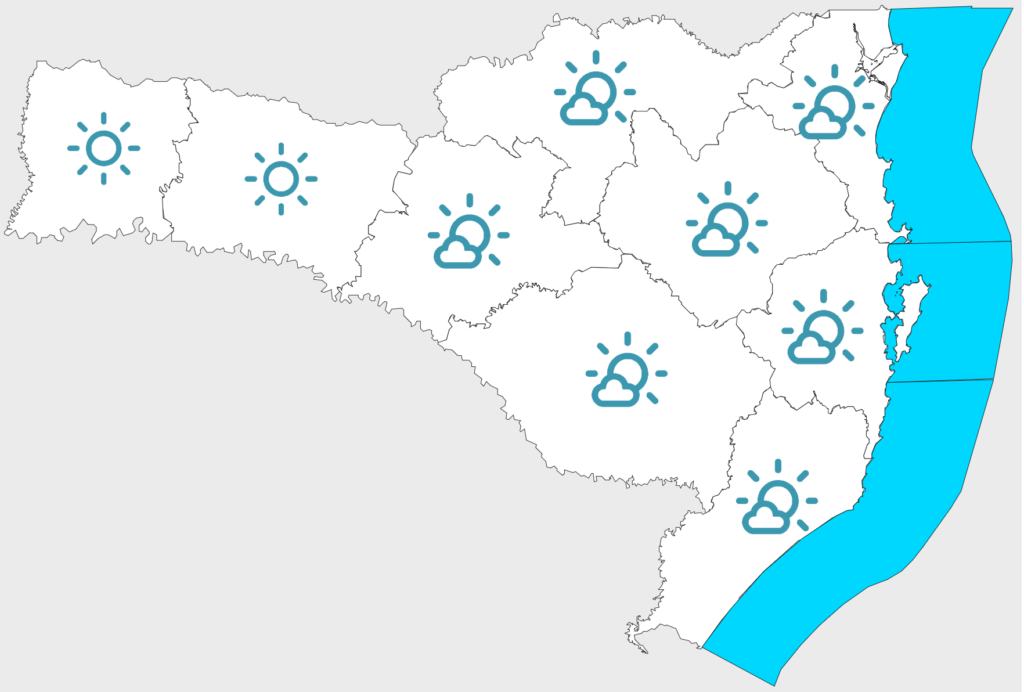 Semana de sol e calor com chuva bem isolada em Santa Catarina