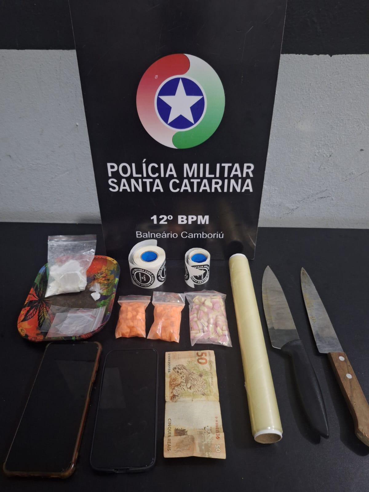 Ações do 12º Batalhão resultam em prisões e apreensão de drogas em Balneário Camboriú