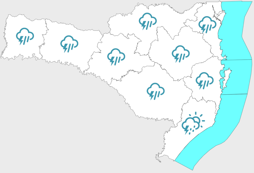 Domingo de chuva com temporais em Santa Catarina