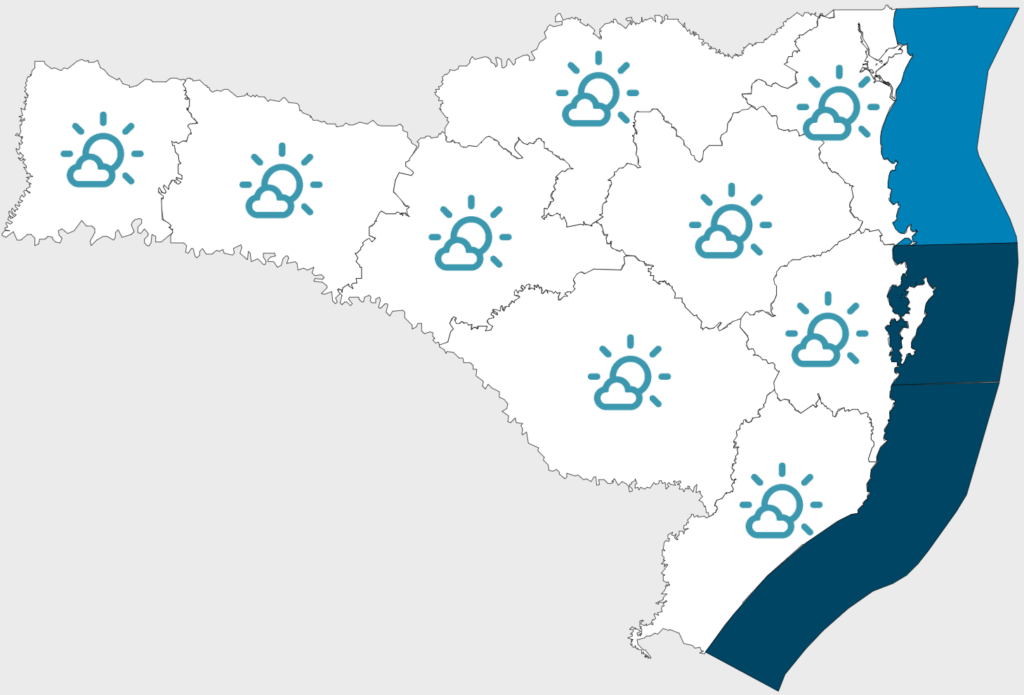 Tempo firme e temperatura mais amena em Santa Catarina