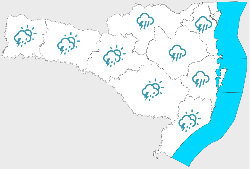 Chuva e declínio acentuado de temperatura neste final de semana em Santa Catarina