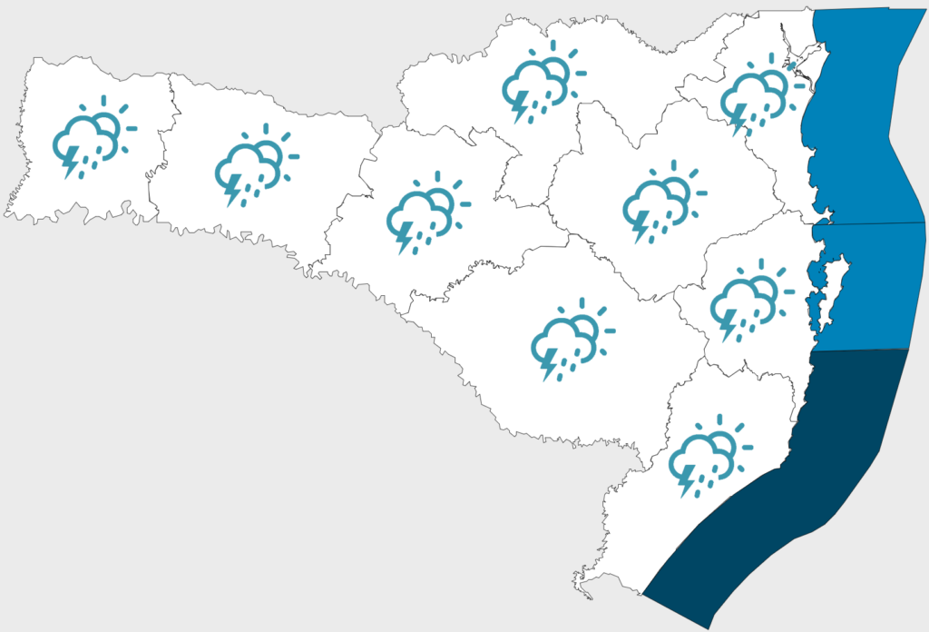 Sábado com chuva e domingo com frio e geada em Santa Catarina