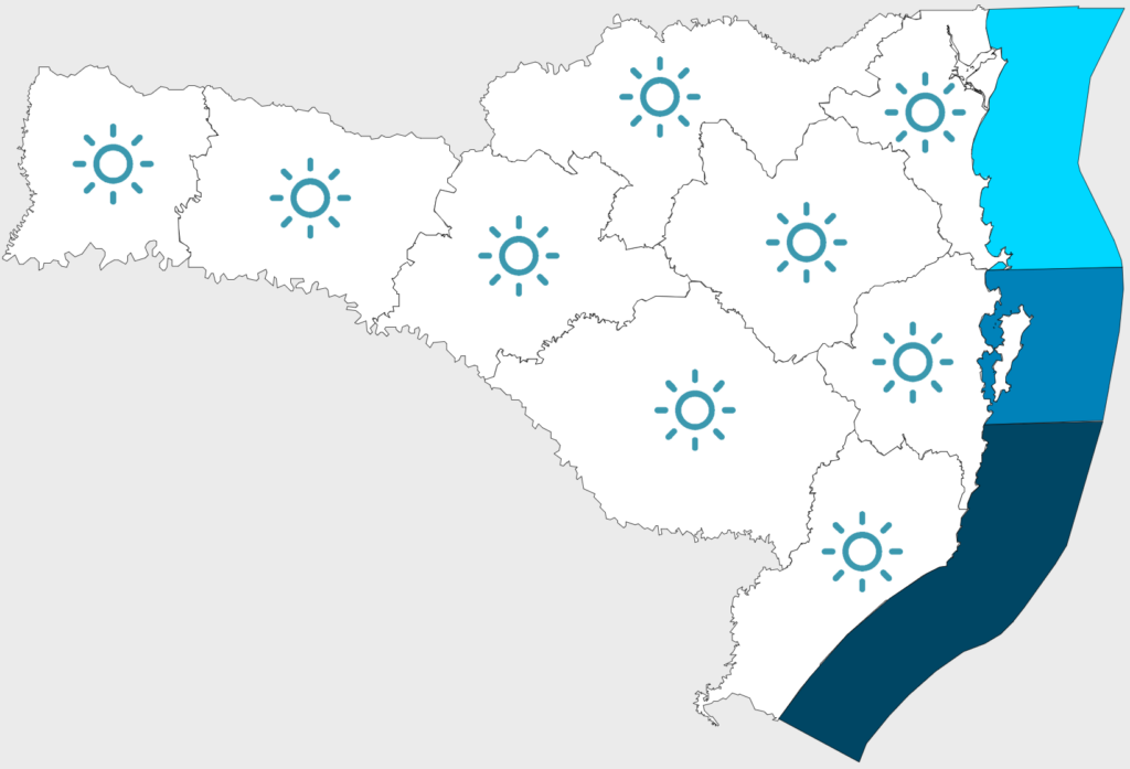 Sol em Santa Catarina, o frio intenso diminui nos próximos dias