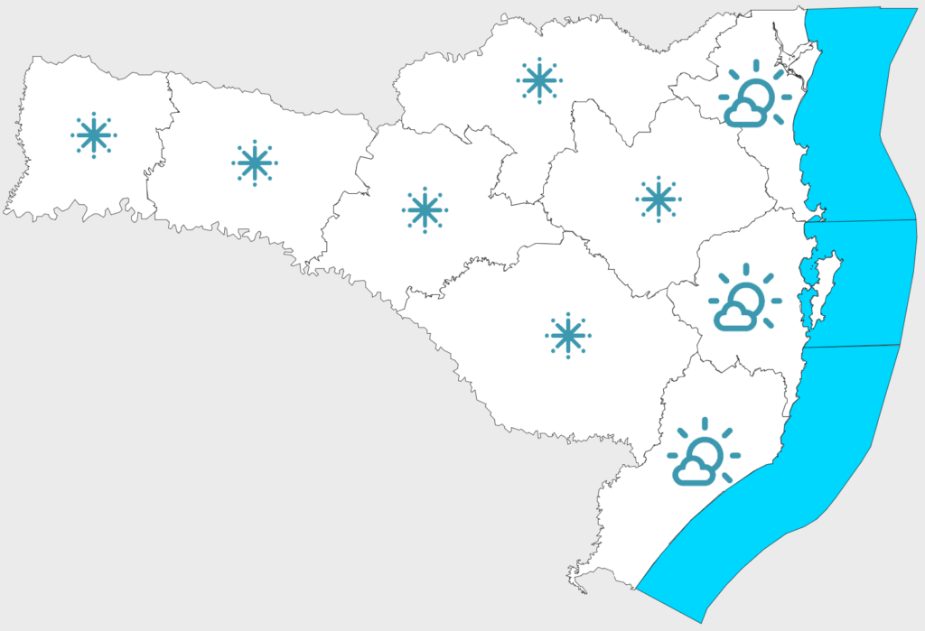 Massa de ar frio e seco avança por Santa Catarina