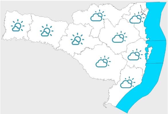 Tempo firme em Santa Catarina, com temperatura mais elevada no Oeste