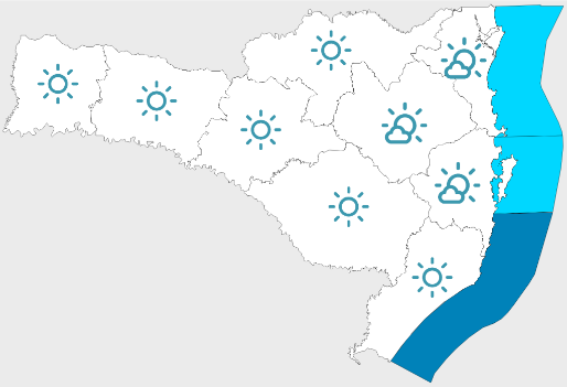 Início de semana com sol e temperaturas em elevação em Santa Catarina