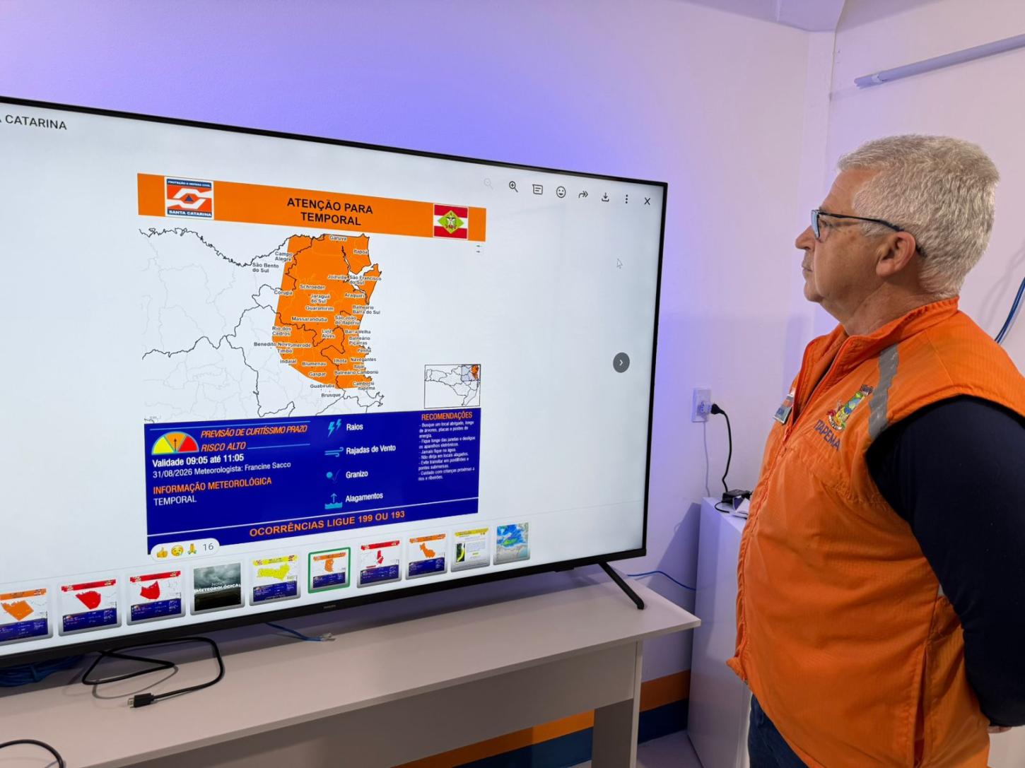 Itapema: Defesa Civil segue monitorando toda a cidade e acompanhando os alertas