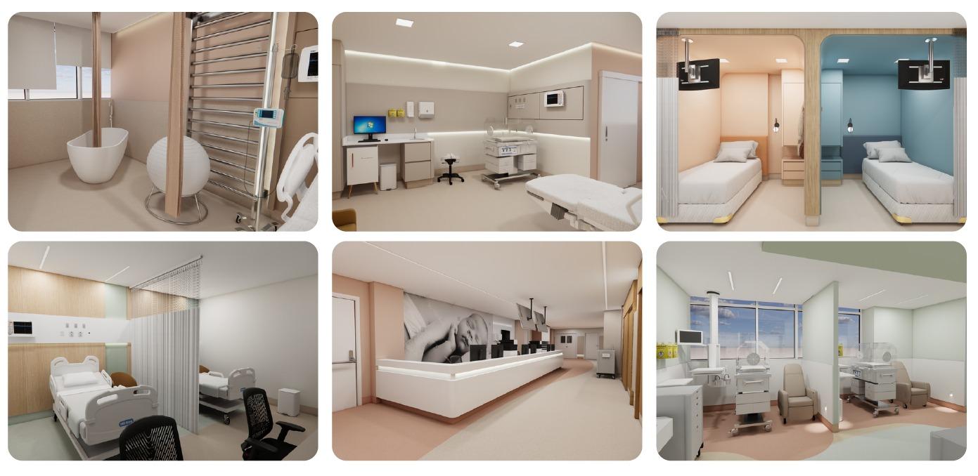 Perspectiva das futuras instalações da Maternidade da Unimed Litoral em Itajaí