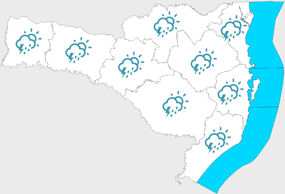 Quarta-feira nublada e com chuva em Santa Catarina