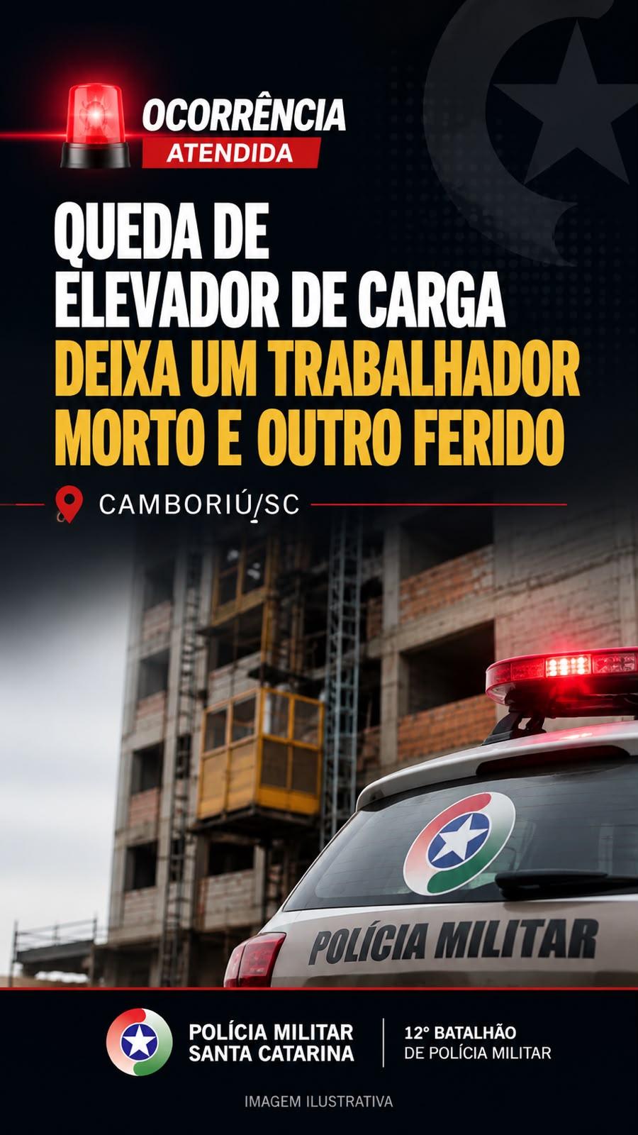 Queda de elevador de carga deixa um trabalhador morto e outro ferido em Camboriú 