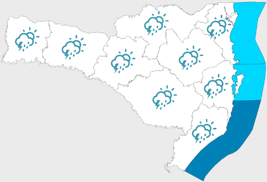 Quinta-feira a sábado com temporais, chuva intensa e granizo em Santa Catarina