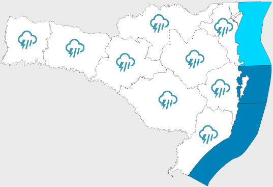 Sexta-feira e sábado com temporais, chuva intensa e granizo em Santa Catarina