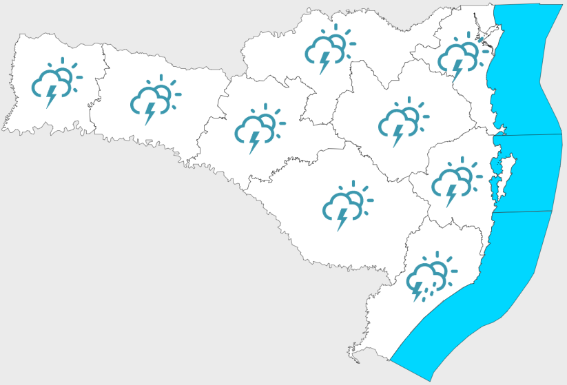 Instabilidade e temporais com chuva intensa nos próximos dias em Santa Catarina