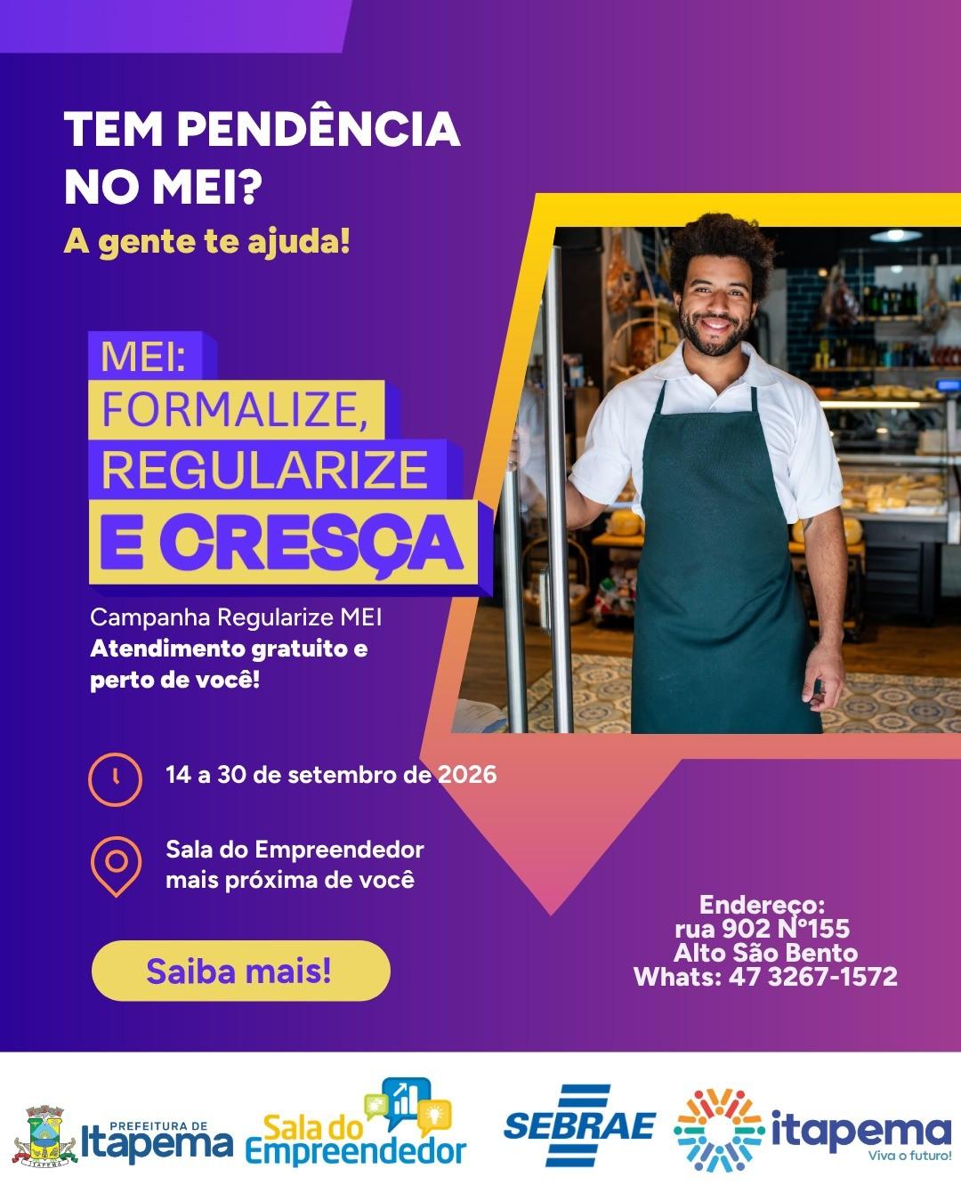 Itapema participa da Campanha Regularize MEI 2026 com atendimento gratuito aos empreendedores