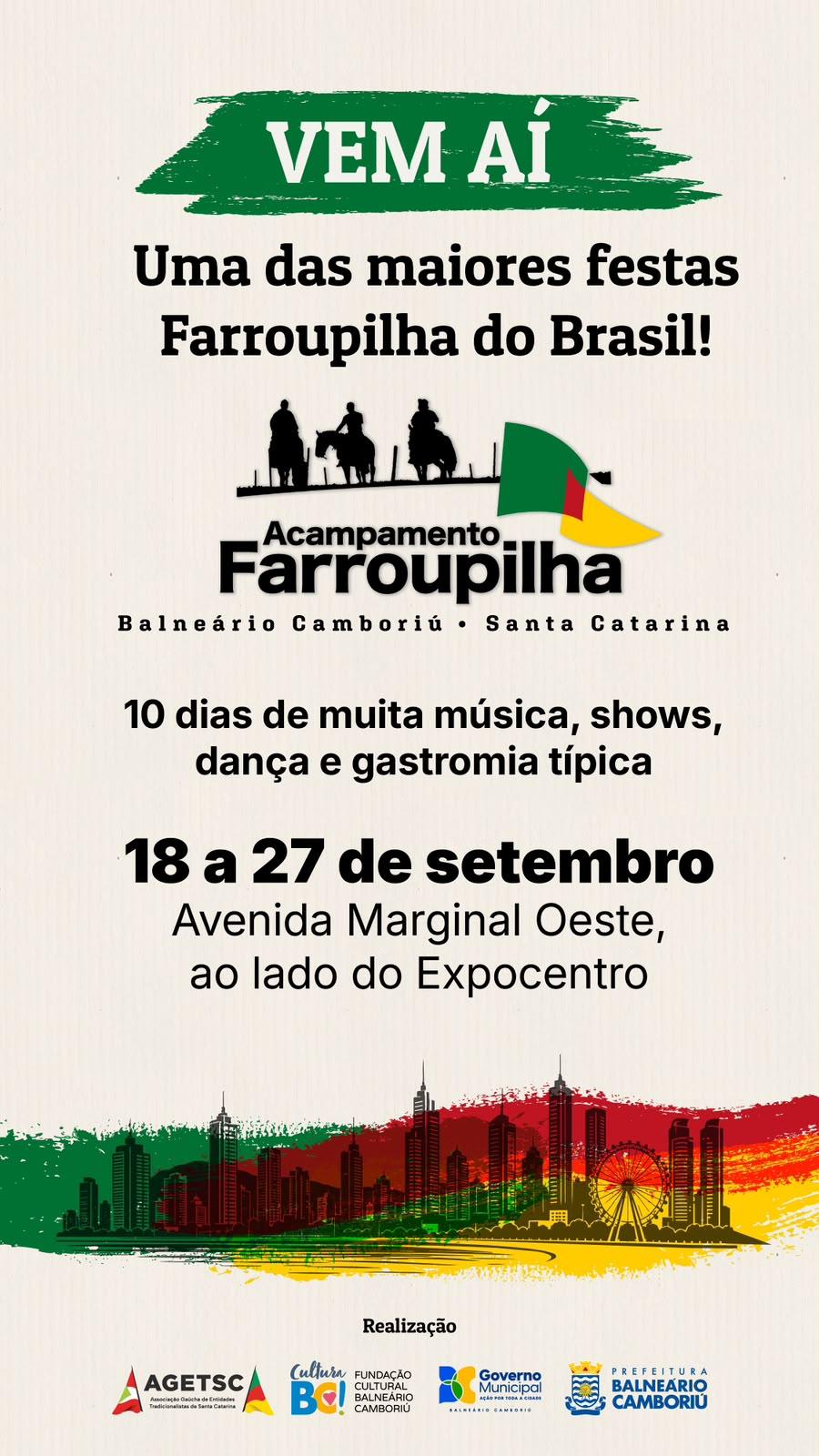 Balneário Camboriú celebra 14º Acampamento Farroupilha de 18 a 27 de setembro