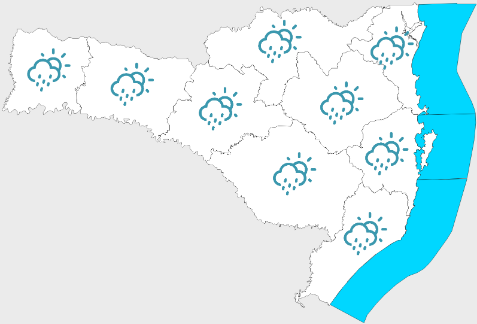 Próximos dias com chuva intensa e volumosa, e temporais em Santa Catarina