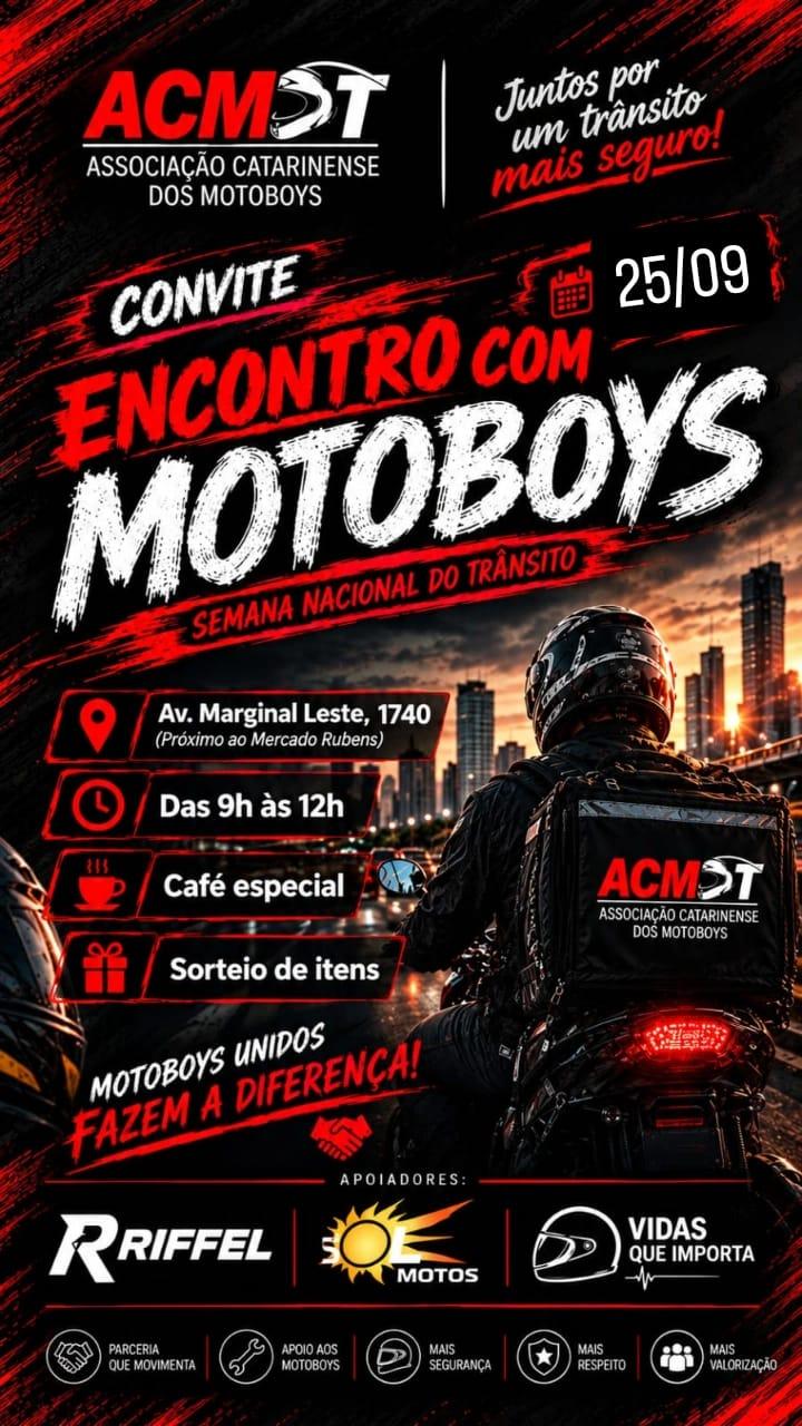 Semana Nacional do Trânsito terá encontro voltado à valorização dos motoboys em Balneário Camboriú