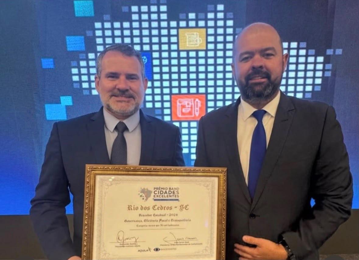 Prefeito Jorge Luiz Stolf (PL), o vice-prefeito Rafael Nones (União Brasil)