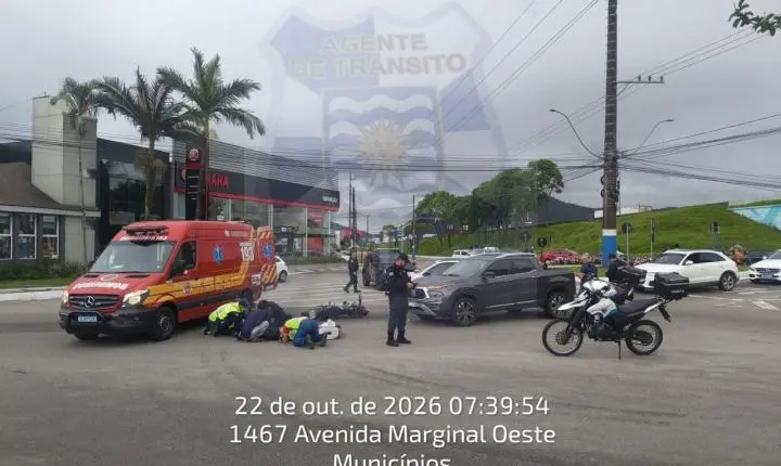 Agentes de Trânsito atendem acidente com vítima na Marginal Oeste - Confira as alterações do trânsito nesta sexta-feira