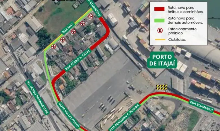 Alteração permanente no trânsito na área portuária de Itajaí será implantada na terça-feira (28)