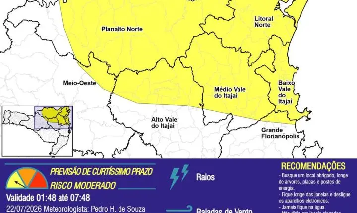 Defesa Civil alerta para possibilidade de temporais isolados nesta quarta-feira
