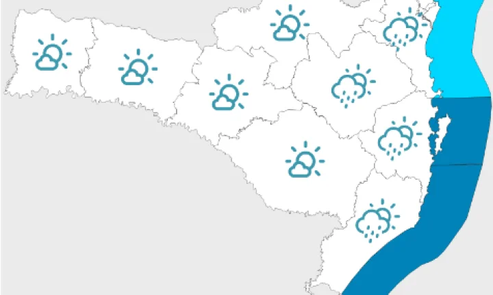 Domingo de eleição com instabilidade, chuva e temporais em Santa Catarina