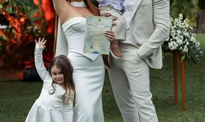 Estilista de Itajaí cria vestido usado por Viih Tube em casamento civil