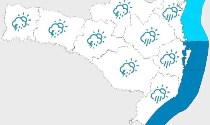 Fim de semana com chuva em Santa Catarina